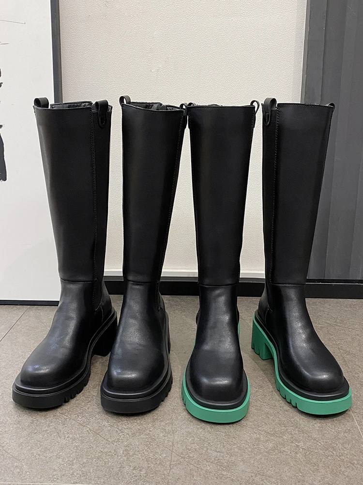 

Women's Mid Calf Boots Shoes Sexy Thigh High Heels High Sexy Round Toe Boots-Women Over-the-Knee Rubber 2021 Autumn Ladies