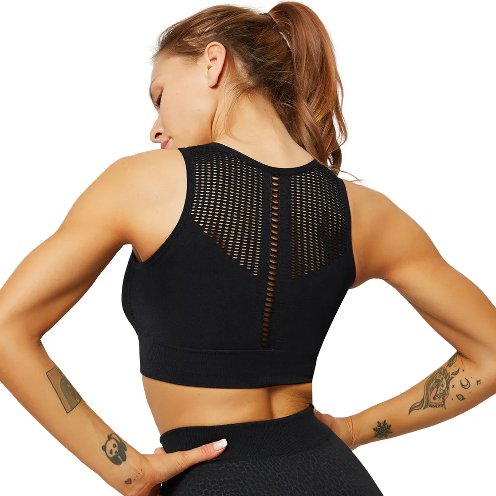 Женский бесшовный бюстгальтер пуш ап для фитнеса бега спорта