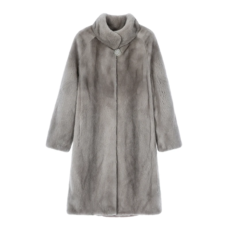 2022 шикарная норковая парка Женская шуба средней длины винтажные топы Зимние