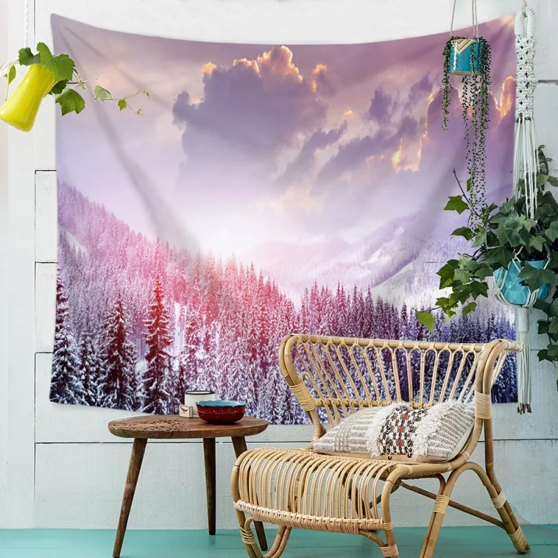 Гобелен горы и лес ткань для спальни гостиной Настенный декор сделай сам