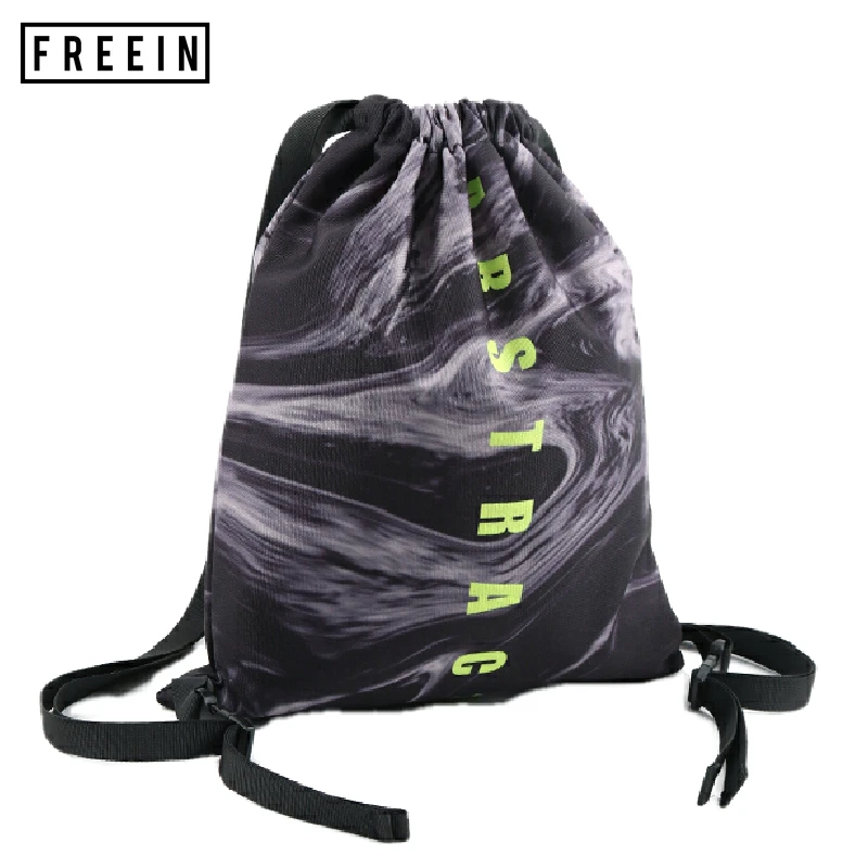

FREEIN Fashion Beam Mouth Drawstring Backpack Abstract Oil Painting Vortex Graffiti Trend Sports Travel Bag Unisex Autumn Winter
