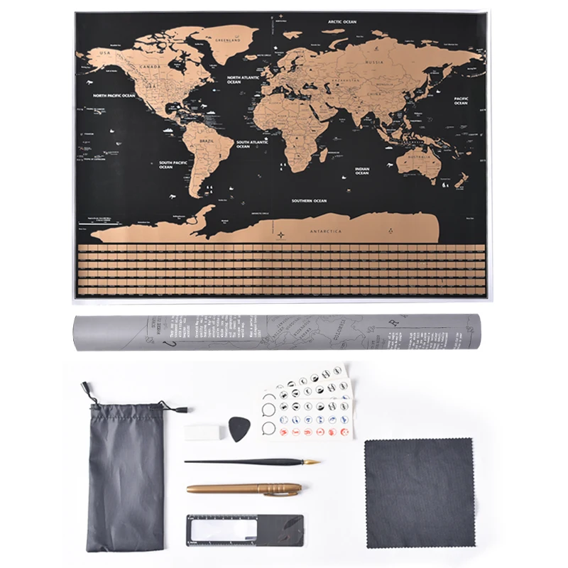 Large Size Scratch Off World Travel Map 41*30cm Wall Sticker Poster Vibrant Colors Detailed Journal Planner Gift for Travelers |