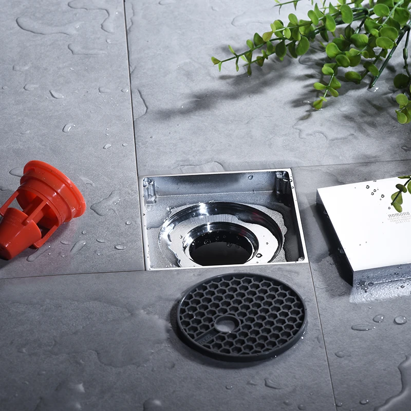 Латунный квадратный Слив для пола с автоматическим закрытием