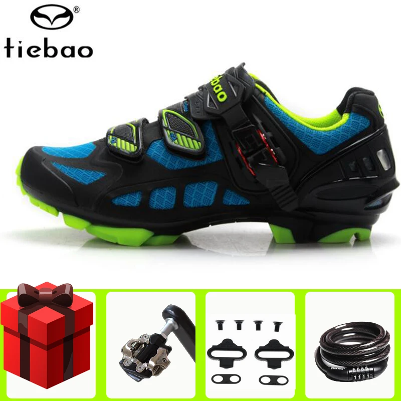 

Tiebao Cycling Shoes men Spd pedals set Professional Sapatilha Ciclismo MTB Bike Self-Locking Shoes Breathable Bicycle sneakers