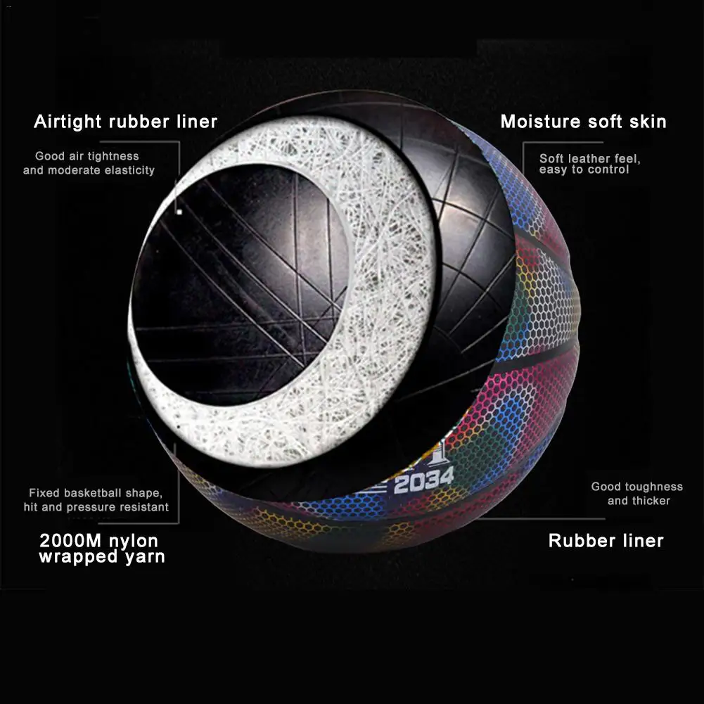 Светящийся уличный резиновый баскетбольный мяч из ПУ резины люминесцентный