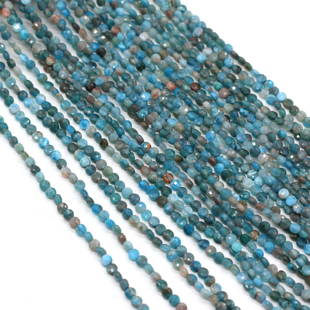 

yachu Pure Natural Semi-precious Stone Oblate Apatite Faceted Bead For Making DIY Necklace Bracelet Size 4mm Gift