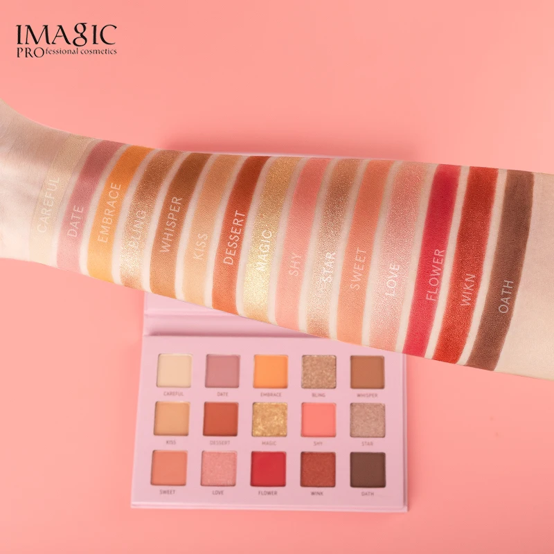 Тени для век imagic Palette Matte Shimmer 15 цветов Высокая пигментная блестящая пудра матовая палитра De Maquiagem для женской косметики
