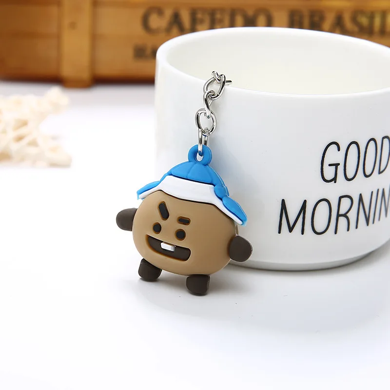 Bt21 bts милый брелок силиконовые брелки для ключей женщин и мужчин 3D сделай сам