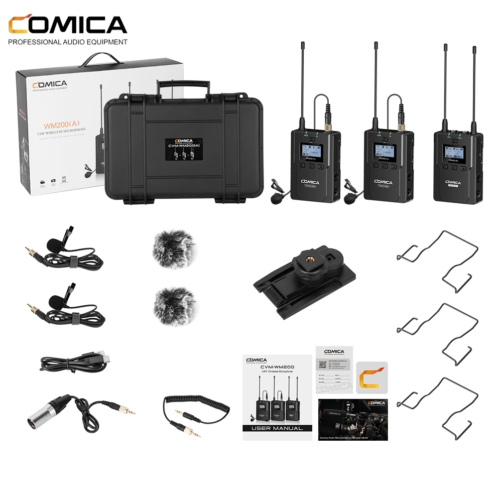 

COMICA CVM-WM200 UHF 96-channels Metal Wireless Microphone with Dual-transmitters and One Receiver , 120m smooth recording witho