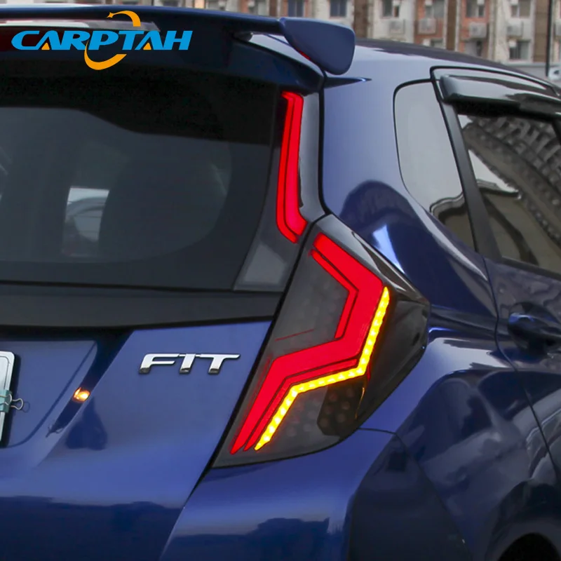 Автомобильный Стайлинг задний фонарь задние фонари для Honda JAZZ GK5 Fit- задний фонарь DRL+ Динамический сигнал поворота+ обратный+ тормозной светодиодный