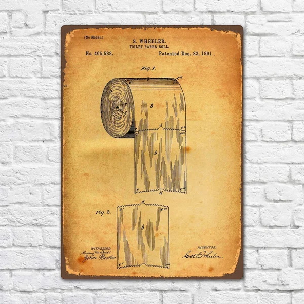 

Toilet Roll Patent Vintage Retro Metal Tin Sign Metal Sign Bathroom Decor Wall Decor Fashion Art Decor Poster