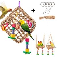 18x18cm7 1x7 1 bird climbing net woven seagrass parrot toys hanging bird swing biting foraging hemp rope chewing training tool