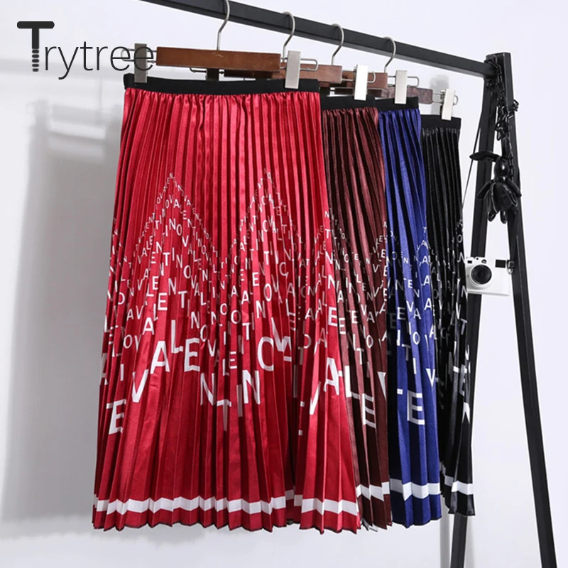 Trytree Сезон осень-зима Женская повседневная юбка с принтом в виде букв 4 Цвет