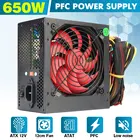 Новейший Блок питания 650 Вт 110 В-230 в 120 мм светодиодный вентилятор 24 контакта PCI SATA ATX 12 в активный блок питания для ПК PFC для настольных игр