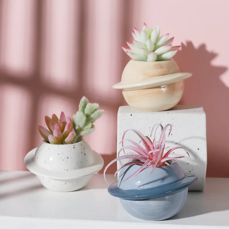 

Planet ceramic flowerpot succulent cactus flowerpot balcony decoration potted desktop decoration mini plant flowerpot garden