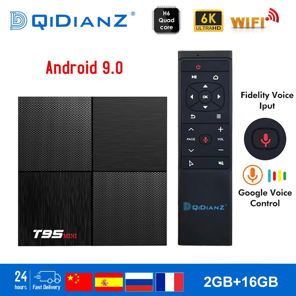 T95mini Smart tv box Android 9,0 2,4G Wifi H6 четырехъядерный H.265 6K HD Netflix медиаплеер приемник игровой набор магазина
