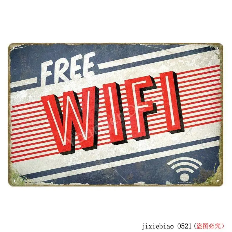 Welcom для вечеринки декор бесплатно Wifi и кофе металлический постер открытая