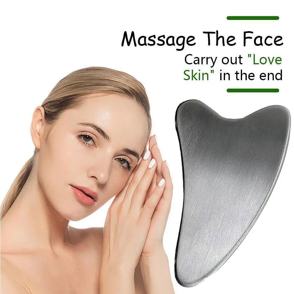 

Steel Scraper Massage Gua Sha Tool Face Lift Anti-Aging Metal Reduce Contour Cooling Puffiness Tightening Skin
