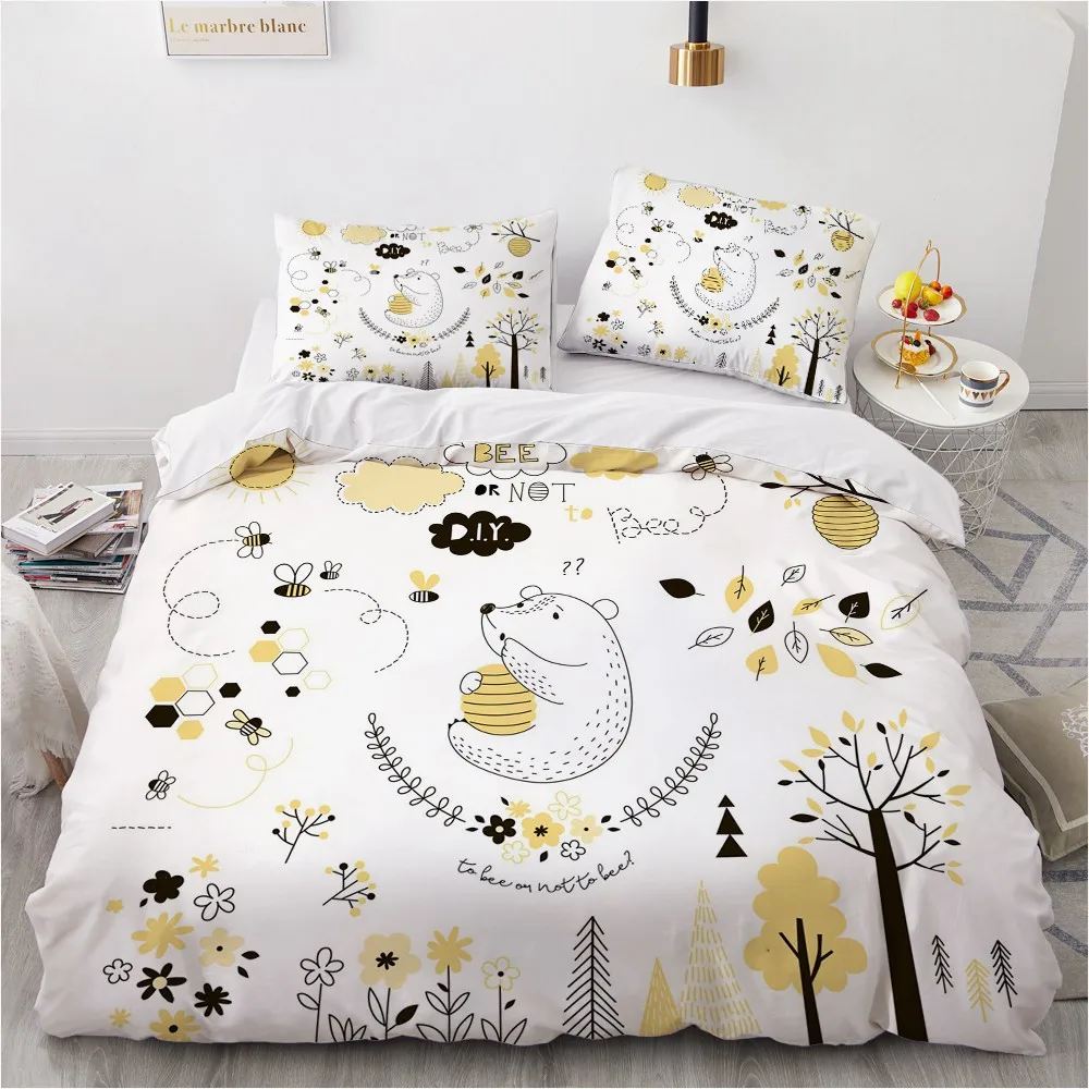 

Classic 3D Bedding Set Duvet Cover Set Comforter Double King Queen Double Single Size Pink Cartoon Design Custom Bedclothes