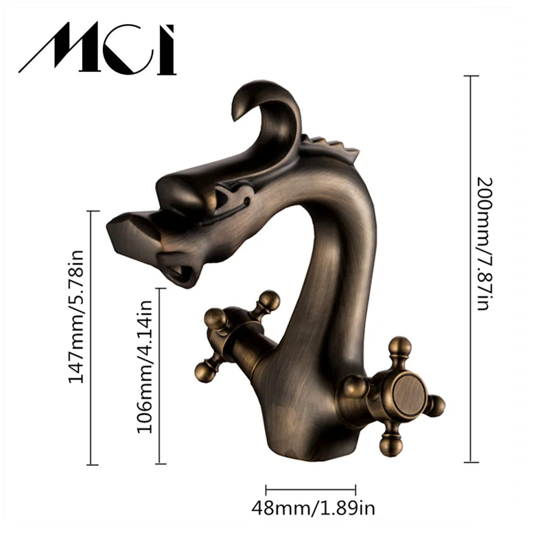 Mci Bathroom Sink Basin Faucets Contemporary Antique Brass Faucet Mixer Water Tap Two-handle Handle Hot And Cold Crane Torneira |