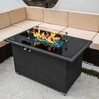 outdoor 44 fire pit table rectangle with 8mm tempered glass tabletop blue stone steel table lid table waterproof dusty