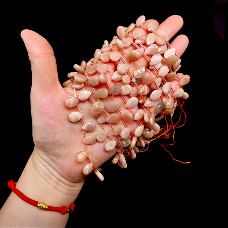 

8 X12mm Natural Sunstone Teardrop Faceted Shell Stone Loose Beads For Jewelry Making DIY Bracelet Necklace Energy Crystal Yoga