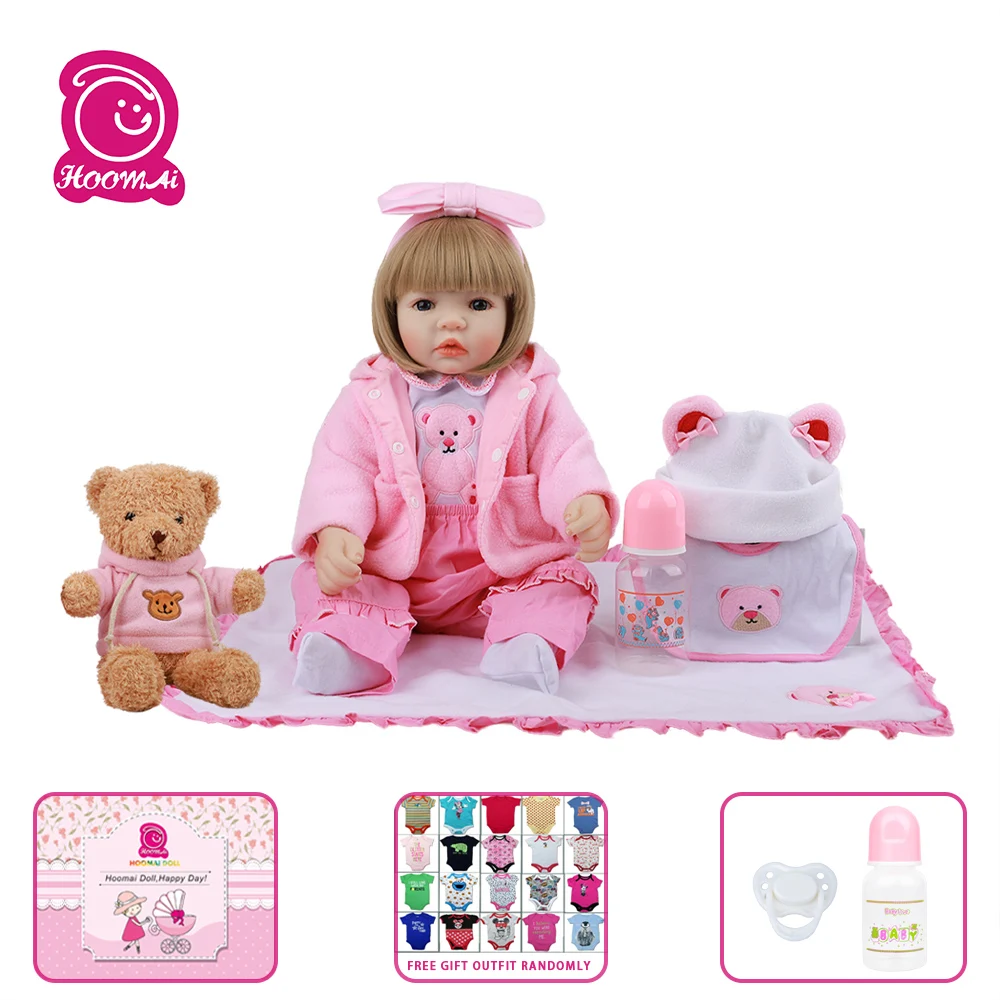 

Hoomai Alive Babies Girl Toy Realistic Soft Silicone Reborn Baby Doll 18 Inch Handmade Reborn Boneca Xmas Brinquedos