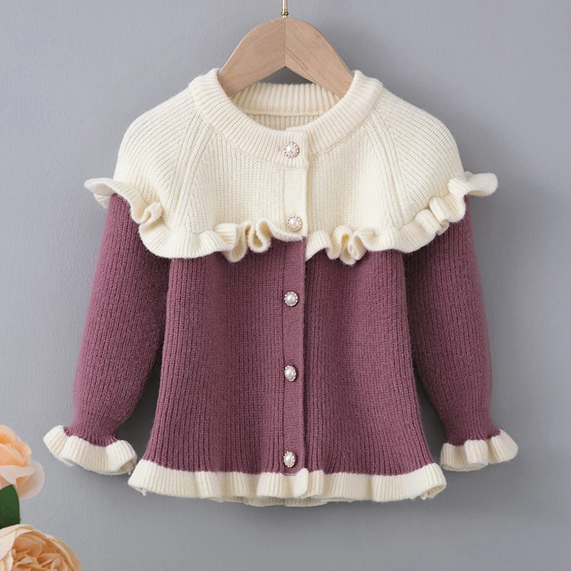 

Autumn winter girls sweater 2022 fall new long-sleeved knitted cardigan baby cardigan toddler girl sweater kids winter clothes