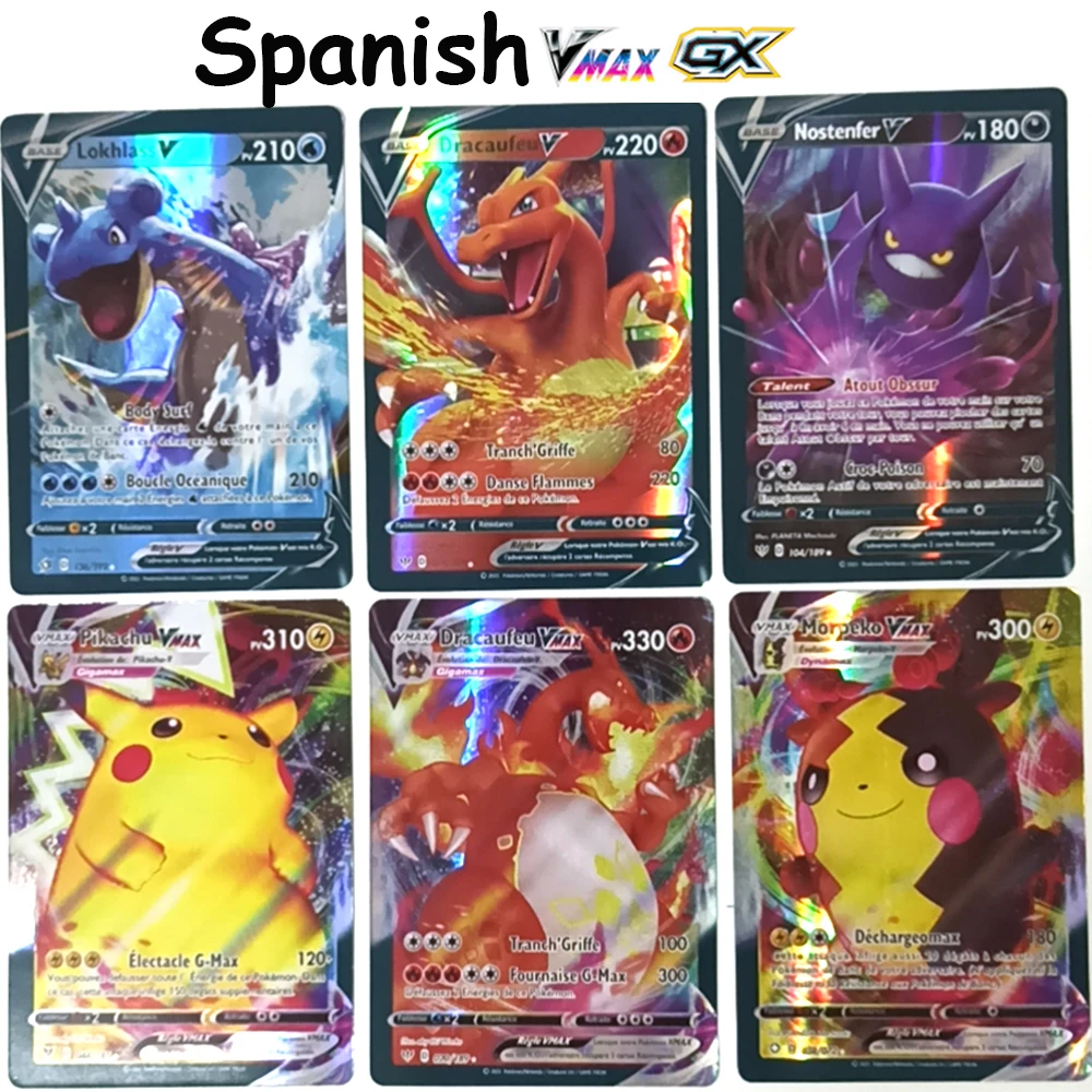 

Anime Spanish Version Pokemon Card Board Holographic Playing Card Game Battle V VMAX Gx Tag Team MEGA Energy Trainer