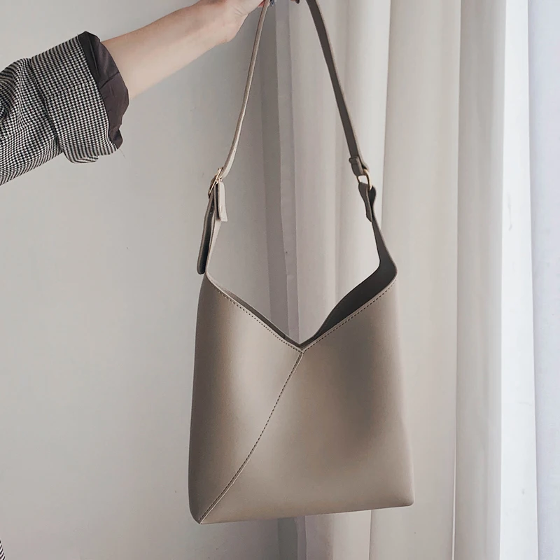 

Elegant Female Tote Bucket Bag 2019 New Quality Leather Women's Designer Handbag Casual High capacity Shoulder Messenger Bag