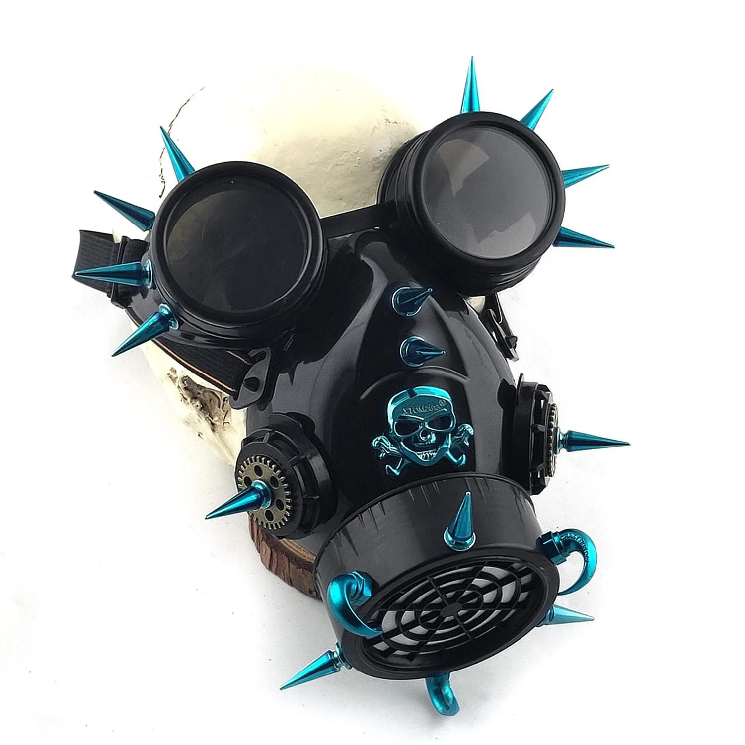 Steampunk Rivet Gas Mask with Goggles Death Helmet for Halloween Costume | Masks &amp Eyewear