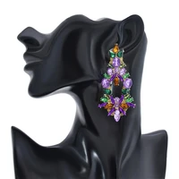 bohemia geometry gold alloy earrings for women elegant vintage green crystal beads tassel earrings wedding hangers
