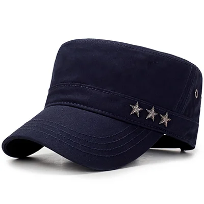 Navy blue EAGLEBORN, армейские, 3 звезды, плоский верх, для мужчин, s, для женщин, шапки, регулируемая, повседневные, военные шапки для мужчин, Snapback, кадетский, Военный патруль - Цвет: Navy blue