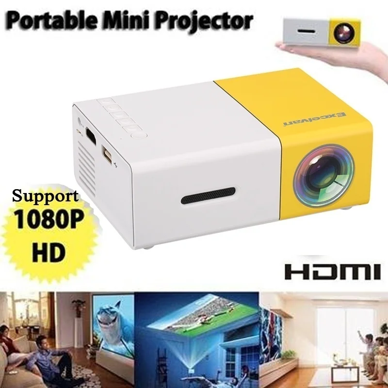 ЖК светодиодный мини проектор домашний медиаплеер Поддержка 1080P 320x240 HDMI/USB/AV/CVBS