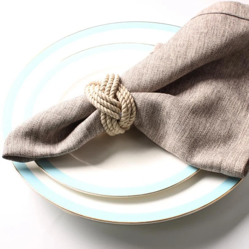 

30Pcs Model Room Natural Jute Napkin Ring Rope Woven Napkin Buckle Linen Rope Napkin Ring for Wedding Christmas Party