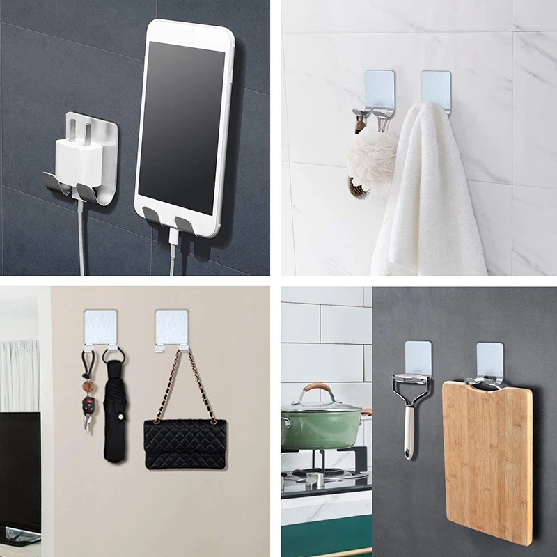 

Hand Towel Holder for Bathroom with Set 2 of Towel Hooks, Stainless Steel Hand Towel Bar Stick on Wall Self Adhesive