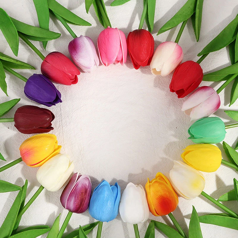 

PU Calla Fake Flowers Real Touch Flowers Tulips Artificial Flowers For Wedding Party Decor Supplies Home Garden Ornaments