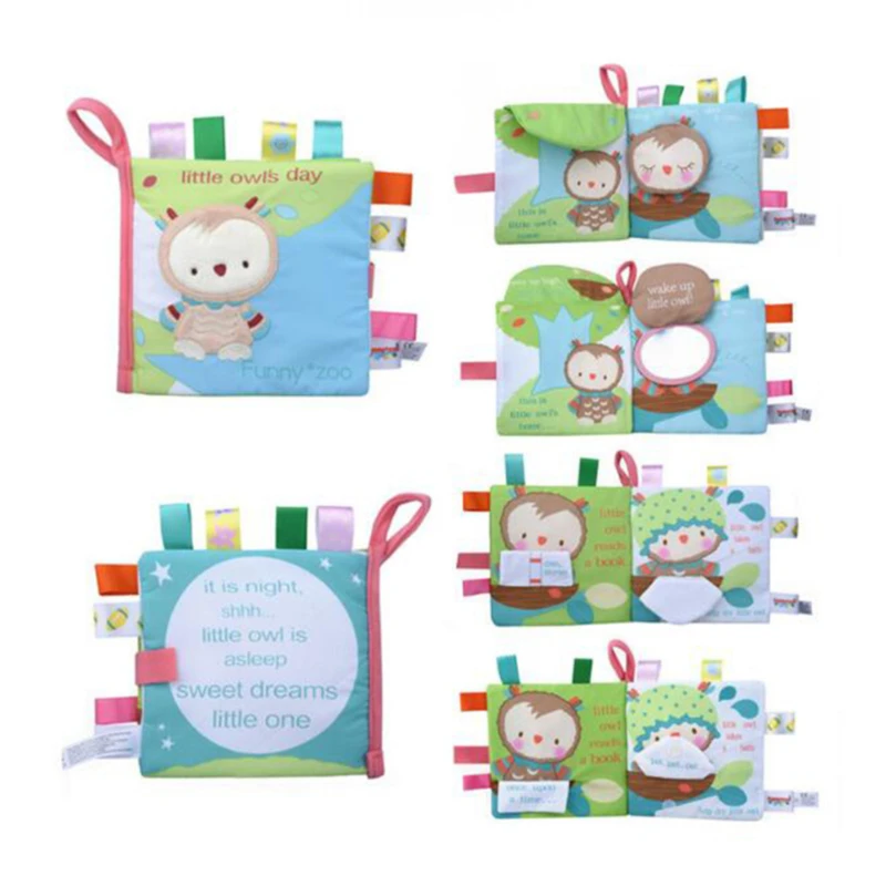 

Cartoon Animal Cloth Book Baby Early Education Not Torn Label Cloth Book Moisture-proof Wear-resistant Label Cute Rattle Toy