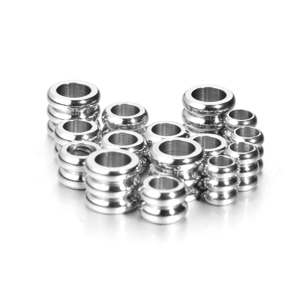 

20pcs Stainless Steel Big Hole Spacer Beads 3-5mm Necklace Bracelet Charms Pendants for DIY Gifts Jewelry Making Bulk Wholesale