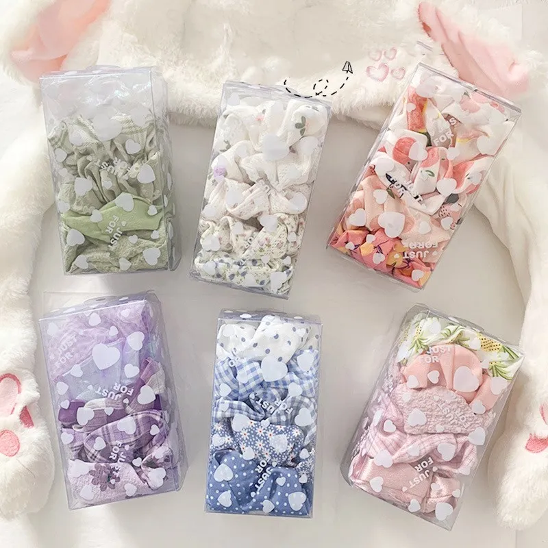 

5PCS/Set Plaid Scrunchies Elastic Rubber Hair Tie Bands Women Headband Girl Hairband Female Hair Accessories Ponytail Holders