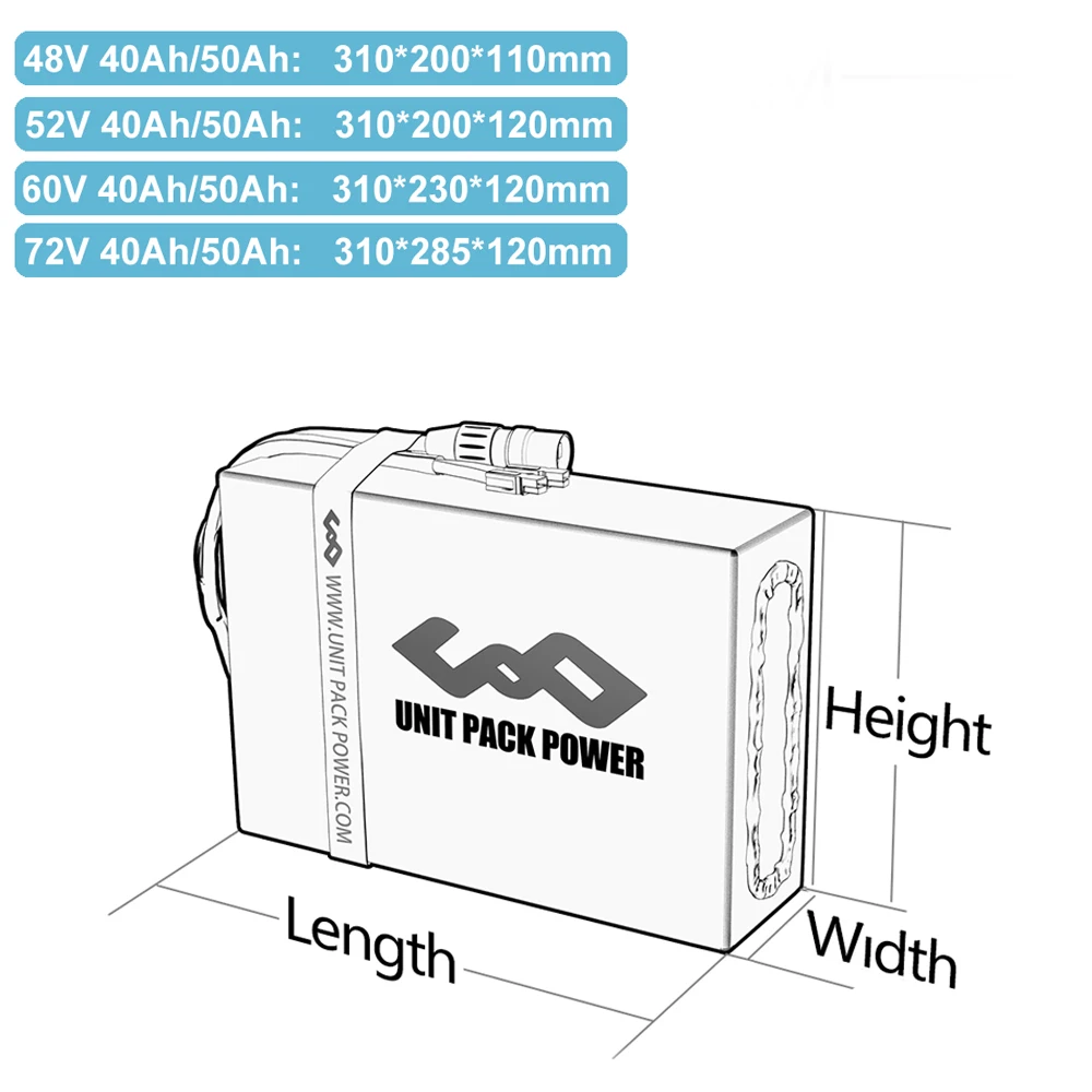 Аккумулятор Escooter 72 в 60 48 52 3 40 Ач 50 для мотоцикла 3000 Вт 1000 1500