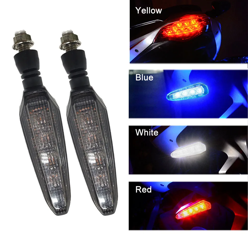 

Yetaha 2Pcs Motorcycle Double-sided LED Turn Signal Light Waterproof Blinker Flashing Lights for Honda Kawasaki Yamaha Suzuki