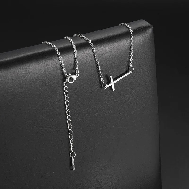

Simple Fashion Cross Necklace Stainless Steel for Women Jewelry European Metal Collares Crucifix Christian Ornament Gifts Ankh