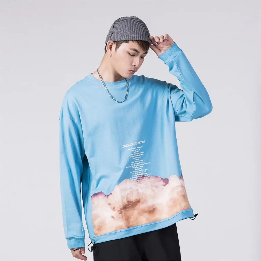 Толстовки с печатными надписями мужские 2019 Осень Harajuku Повседневный хлопковый