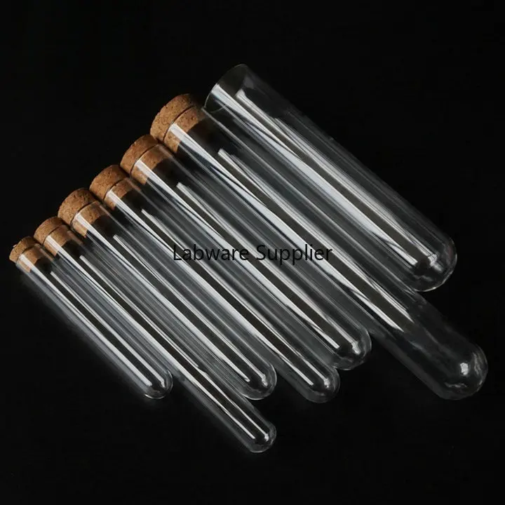 

50pcs/lot 18x180mm 30ml Clear Glass Round Bottom Test Tubes with Cork Stopper for Kinds of Labs/schools Glassware