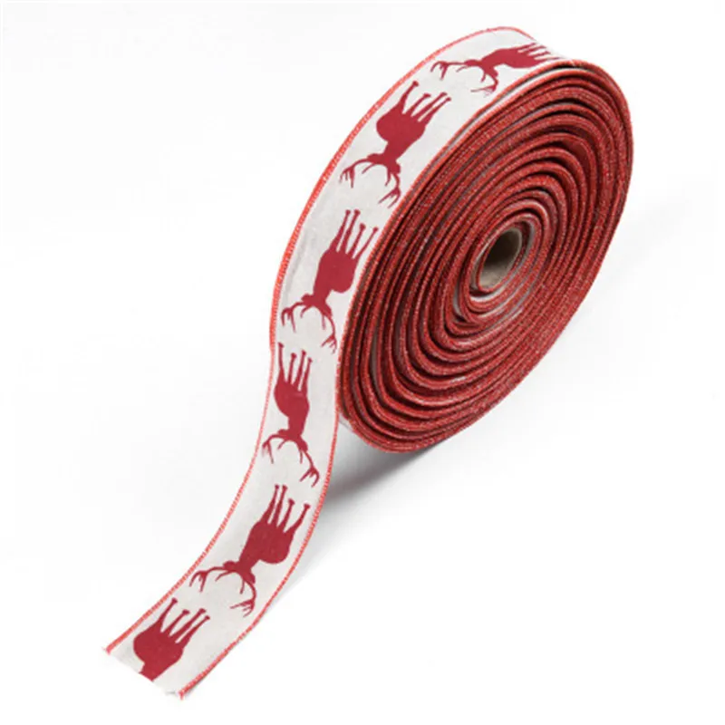 

6.3CM*10M Christmas Ribbon Imitation Line Ribbon DIY Flowers Baking Wrapping Ribbon Christmas Gift Packaging Printing Ribbon