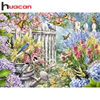 Алмазная 5d живопись Huacan сделай сам, мозаика с рисунком птицы, сада, полноразмерная вышивка с животными, квадратныекруглые украшения для дома