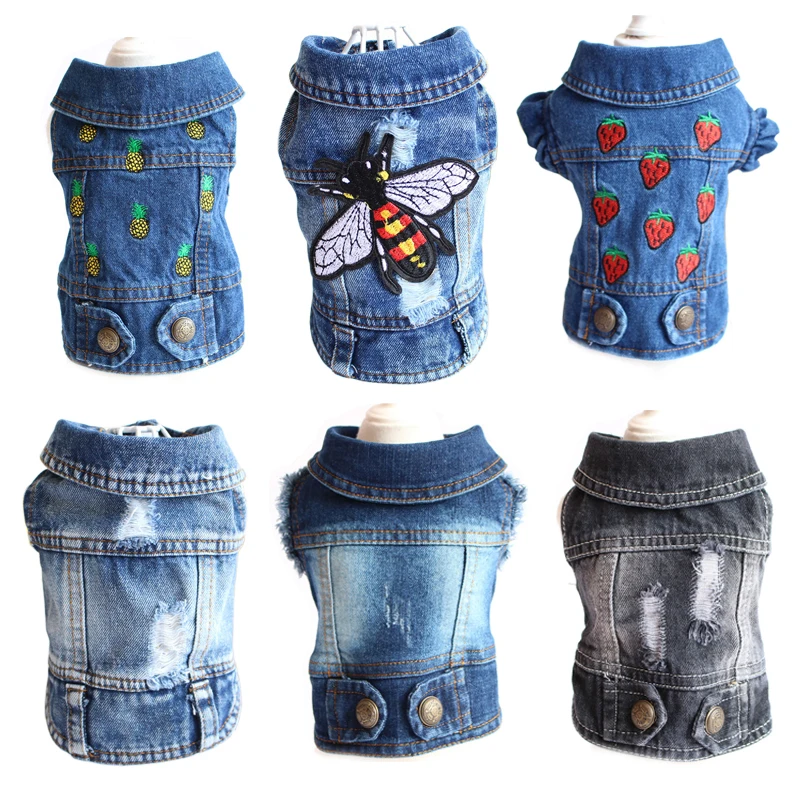 Джинсовая куртка для маленьких собак и кошек вареная джинсовая жилетка чихуахуа