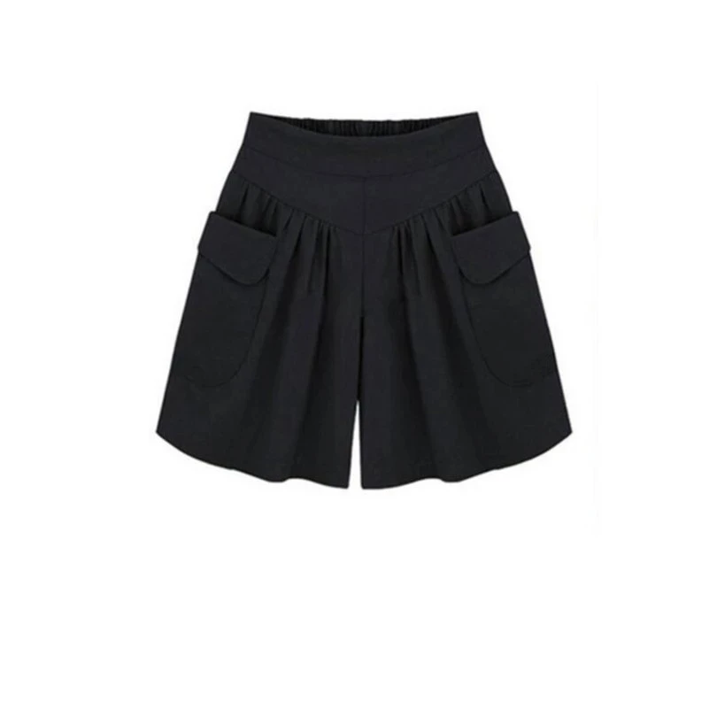 

Plus Size Shorts Solid Color Casual Shorts Ladies Summer Elastic Waist Shorts Loose Soft And Comfortable Cotton Street Shorts