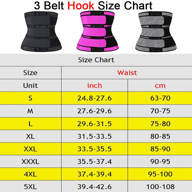 

3 Belt Waist Trainer Neoprene Corset Sauna Sweat Belt Body Shaper Women Slimming Sheath Reducing Curve Shaper Trimmer